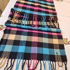 Plaid Multicolor Cashmere Scarf 72" X 12"  Brand New